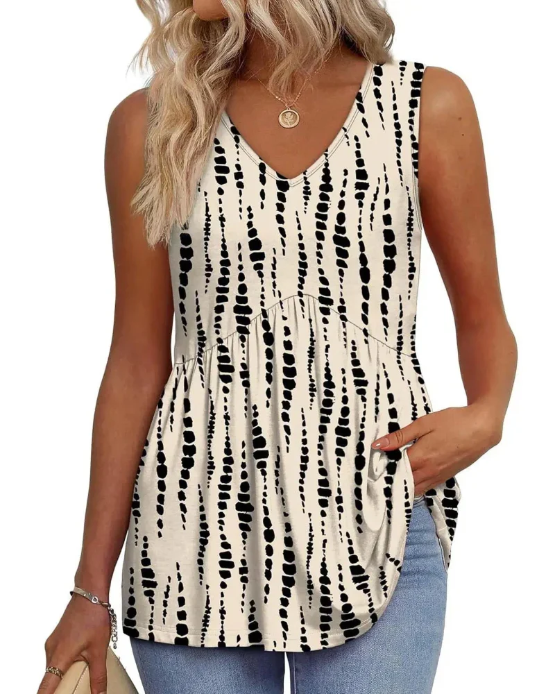 Women’s Peplum Tank Tops Sleeveless V-Neck Stretchy Summer Babydoll Tops - Image 18