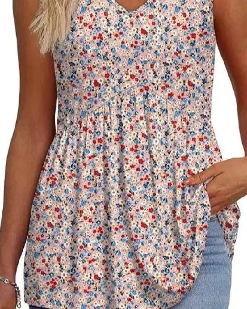 Women’s Peplum Tank Tops Sleeveless V-Neck Stretchy Summer Babydoll Tops - Image 21