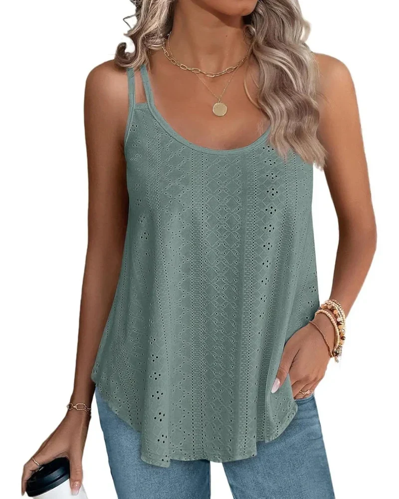 Women’s Peplum Tank Tops Sleeveless V-Neck Stretchy Summer Babydoll Tops - Image 27
