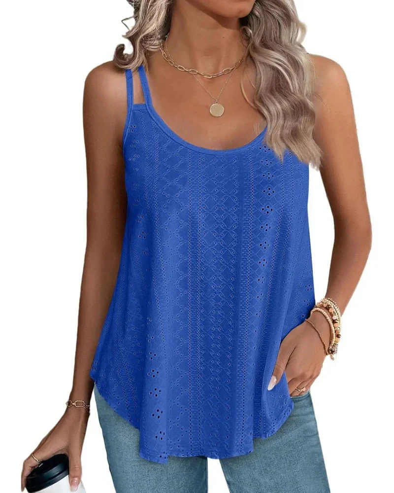 Women’s Peplum Tank Tops Sleeveless V-Neck Stretchy Summer Babydoll Tops - Image 29