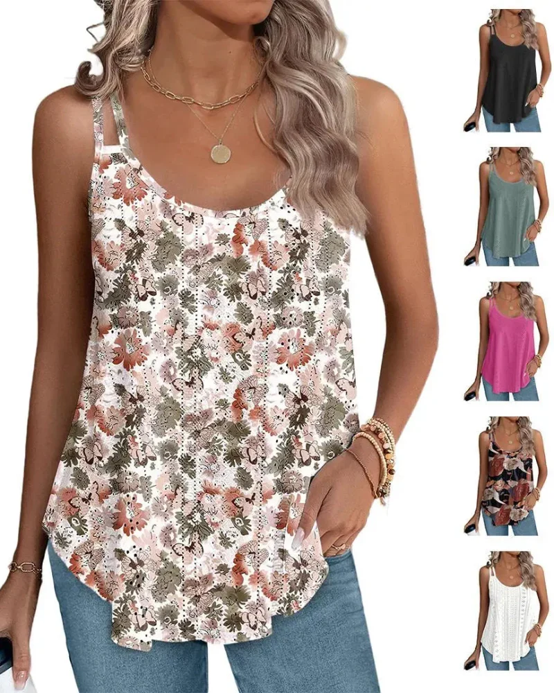 Women’s Peplum Tank Tops Sleeveless V-Neck Stretchy Summer Babydoll Tops - Image 3