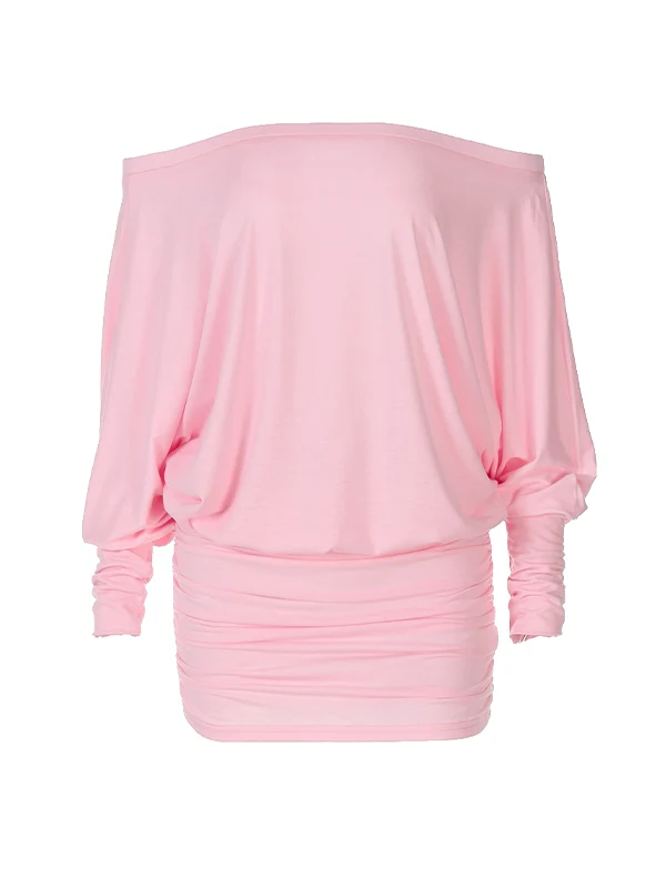 Women's Solid Off The Shoulder Sheer Ruched Dress - Image 8