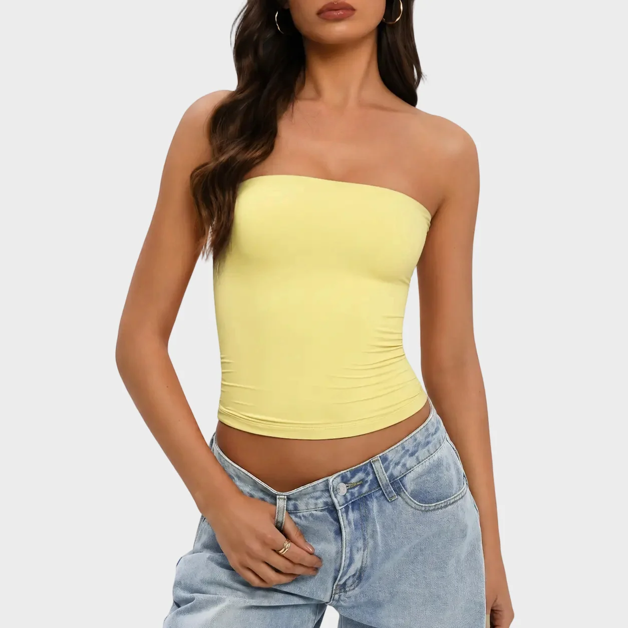 Women Sexy Tube Top Summer Going Out Double Lined Basic Tank Top - Image 10