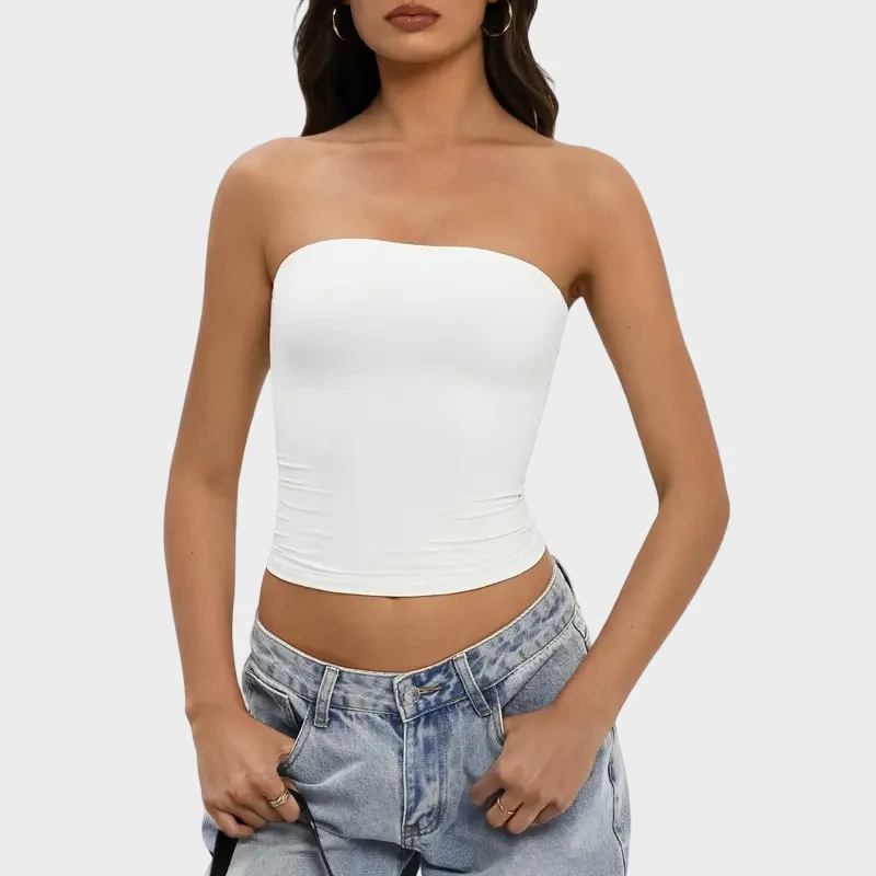 Women Sexy Tube Top Summer Going Out Double Lined Basic Tank Top - Image 11