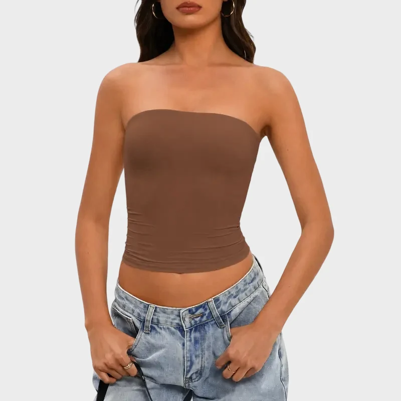 Women Sexy Tube Top Summer Going Out Double Lined Basic Tank Top - Image 13