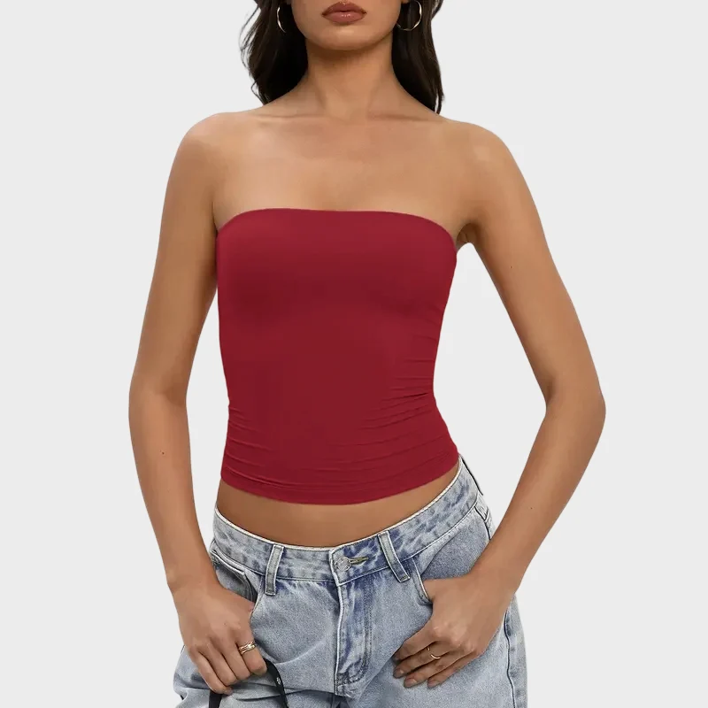 Women Sexy Tube Top Summer Going Out Double Lined Basic Tank Top - Image 14