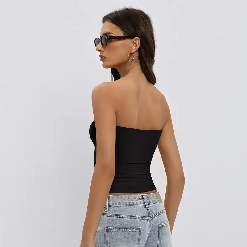 Women Sexy Tube Top Summer Going Out Double Lined Basic Tank Top - Image 2