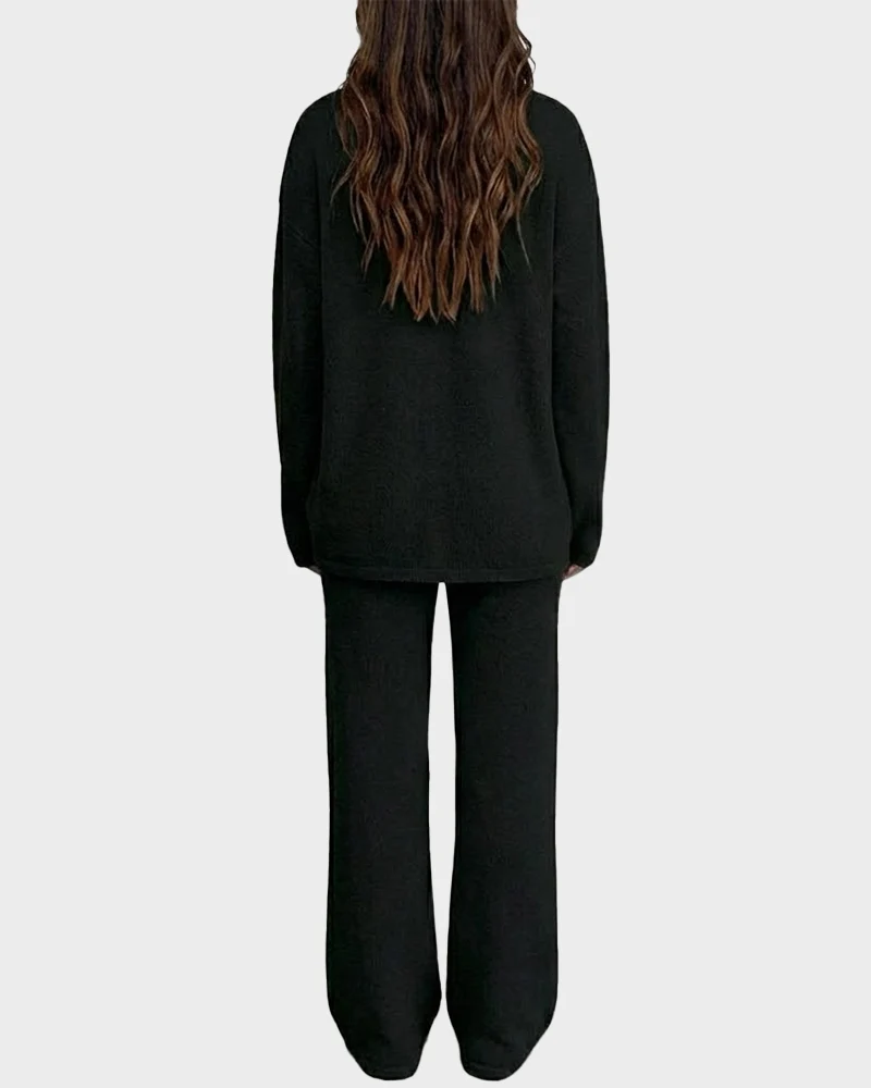 Soft Fuzzy V-Neck Loungewear Set - Image 8