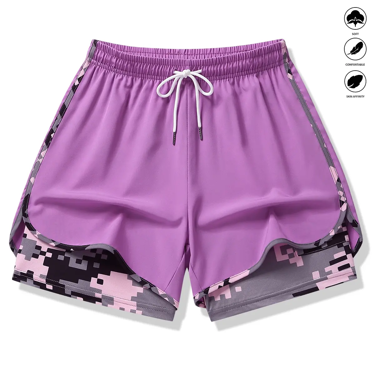 Womens Athletic Shorts with Built In Liner and Drawstring Waist - Image 4