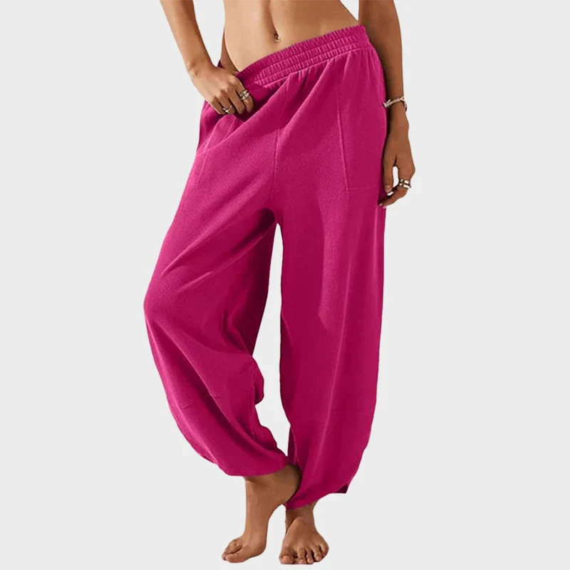 Womens Baggy Wide Leg Pants Casual Elastic Waisted Palazzo Harem Pants with Pockets - Image 10