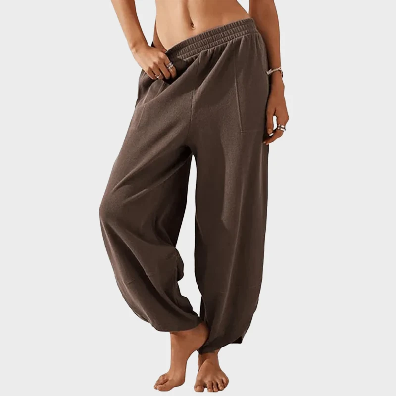Womens Baggy Wide Leg Pants Casual Elastic Waisted Palazzo Harem Pants with Pockets - Image 12