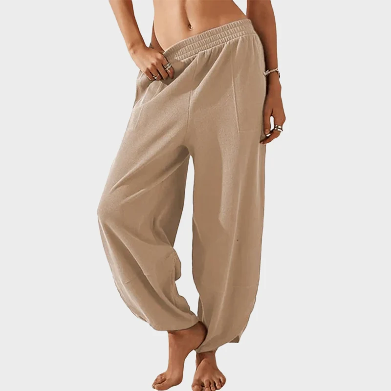 Womens Baggy Wide Leg Pants Casual Elastic Waisted Palazzo Harem Pants with Pockets - Image 13