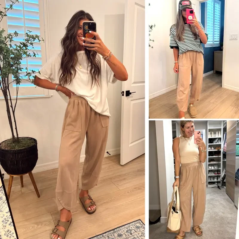 Womens Baggy Wide Leg Pants Casual Elastic Waisted Palazzo Harem Pants with Pockets - Image 6
