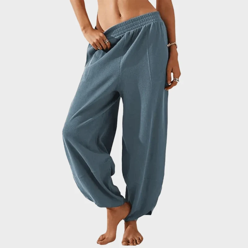 Womens Baggy Wide Leg Pants Casual Elastic Waisted Palazzo Harem Pants with Pockets - Image 8