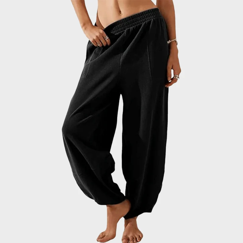 Womens Baggy Wide Leg Pants Casual Elastic Waisted Palazzo Harem Pants with Pockets - Image 9