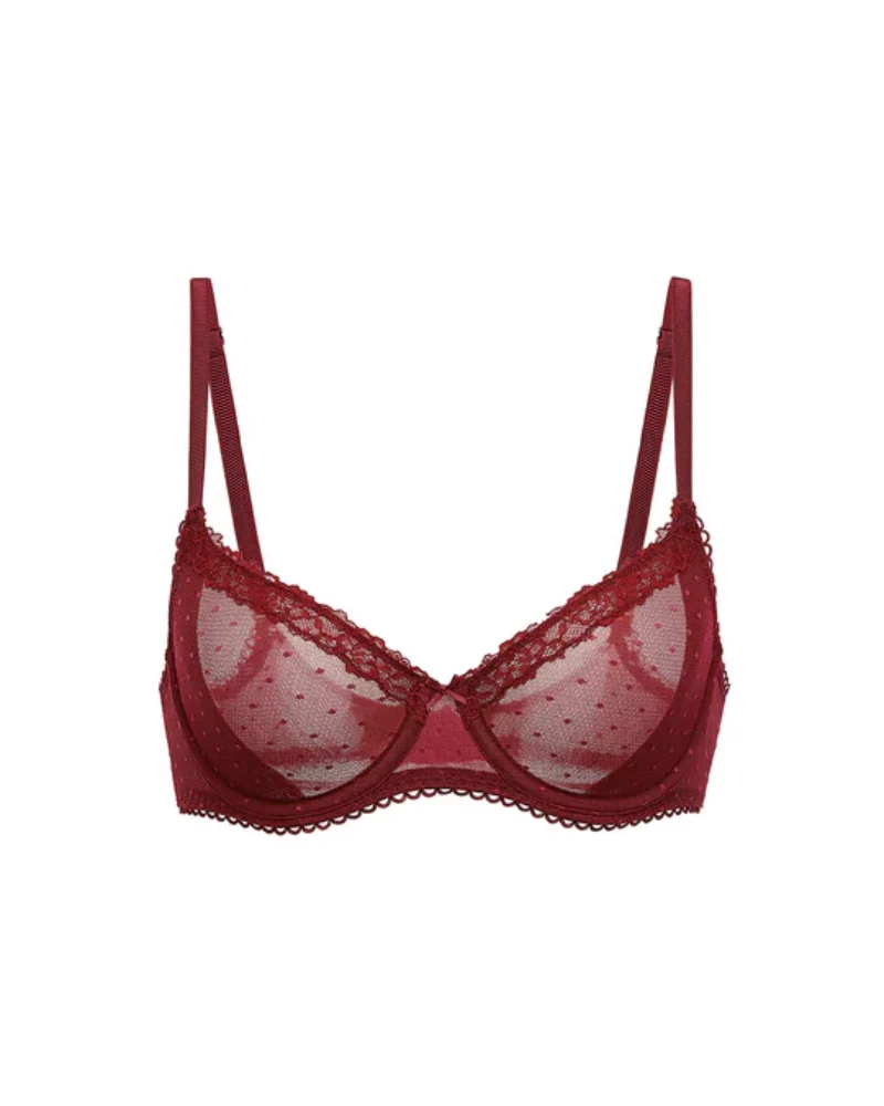 See-Through Lace Balconette Bra - Image 13