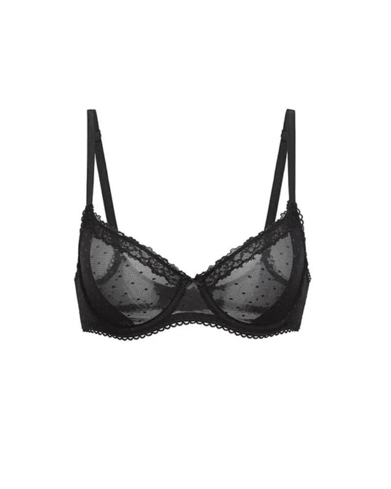 See-Through Lace Balconette Bra - Image 14