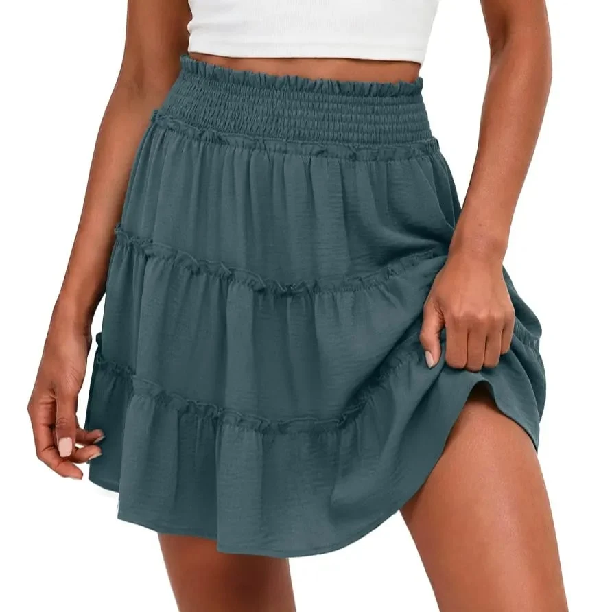 55K+ SOLD!✨🔥Women's Boho Floral Skorts, Flowy Tiered Ruffle Elastic-Waist Bottoms with Built-in Shorts and Pockets, Casual Style - Image 12