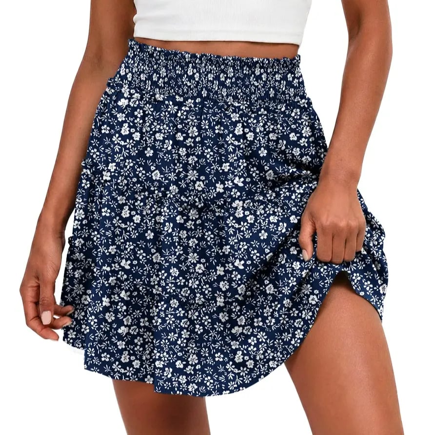 55K+ SOLD!✨🔥Women's Boho Floral Skorts, Flowy Tiered Ruffle Elastic-Waist Bottoms with Built-in Shorts and Pockets, Casual Style - Image 15