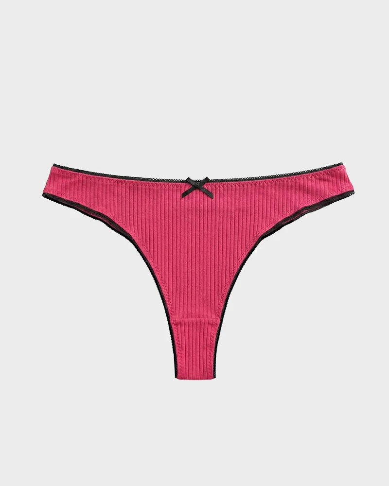 Women's Bow Low Waist Thong Pack Ultra Soft Cotton(9 pack) - Image 11