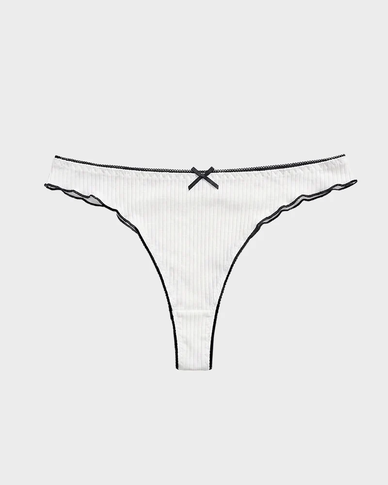 Women's Bow Low Waist Thong Pack Ultra Soft Cotton(9 pack) - Image 15