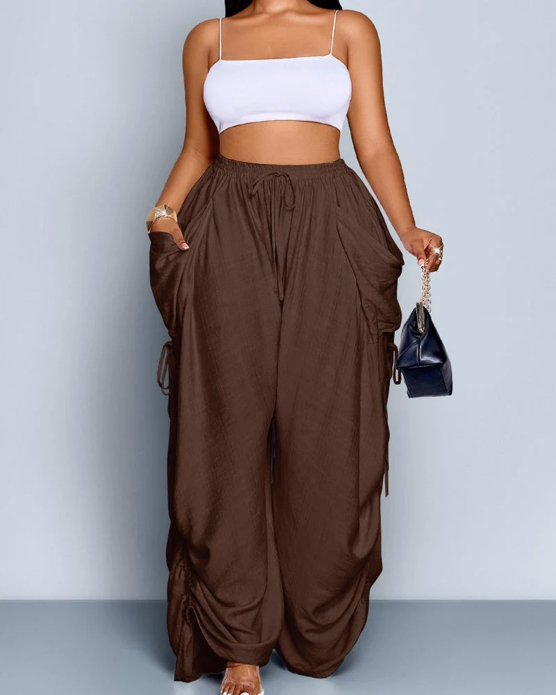 Women's Casual Loose-Fit Wide Leg Pants, All-Season Woven Fabric, Daily Commute - Image 11