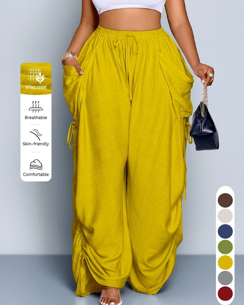 Women's Casual Loose-Fit Wide Leg Pants, All-Season Woven Fabric, Daily Commute - Image 7