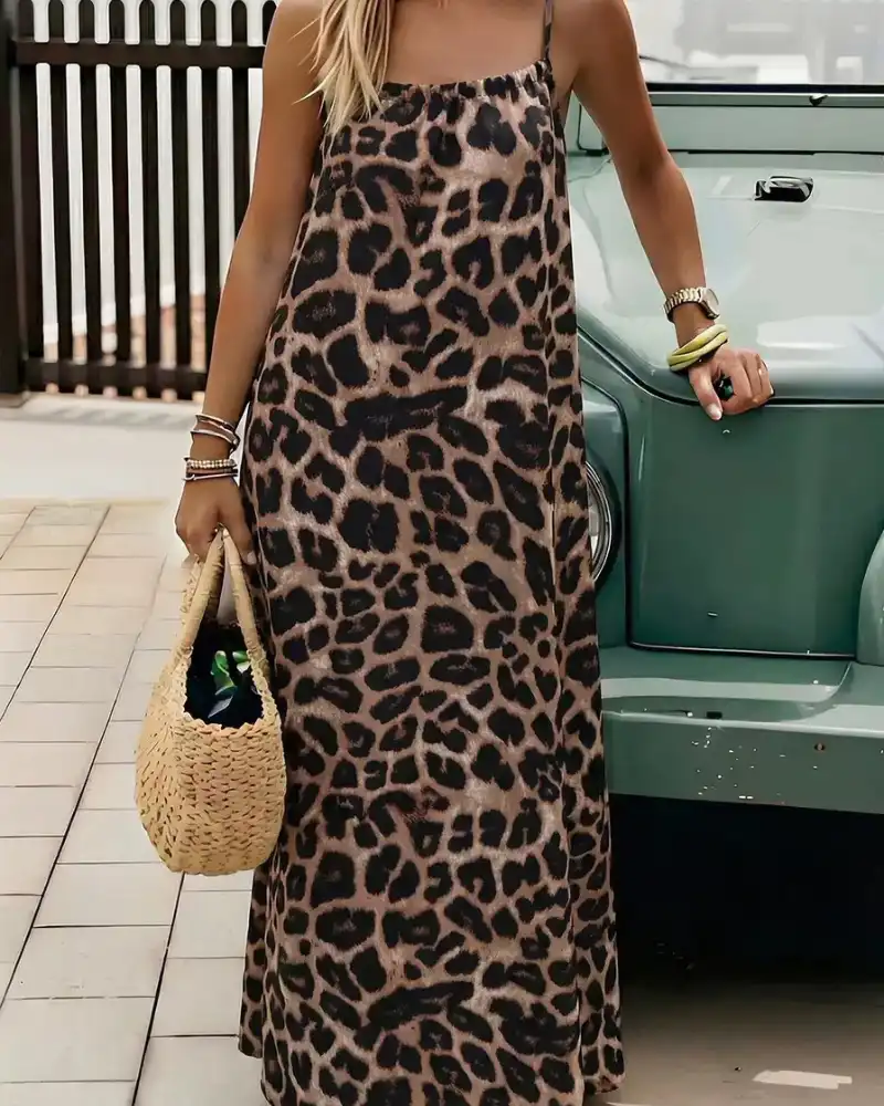 Women's Leopard Print Backless Cami Dress - Image 15