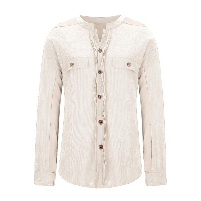 Women's Loose Fit Batwing Sleeve Waffle Knit Button Down Shirt Shacket Tops - Image 2
