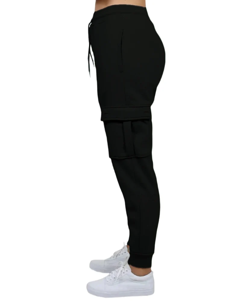 Women's Loose Fit Fleece Jogger Sweatpants with Velcro Cargo Pockets - Image 5
