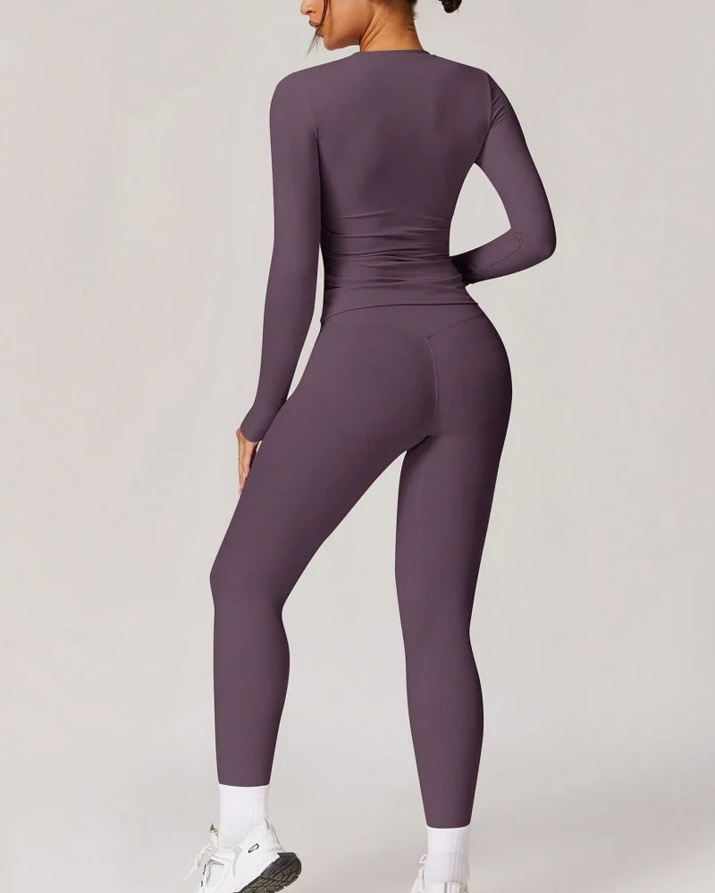 Women's Patchwork Two Piece Yoga Set High Stretch Activewear - Image 12