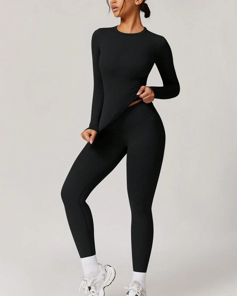 Women's Patchwork Two Piece Yoga Set High Stretch Activewear - Image 14