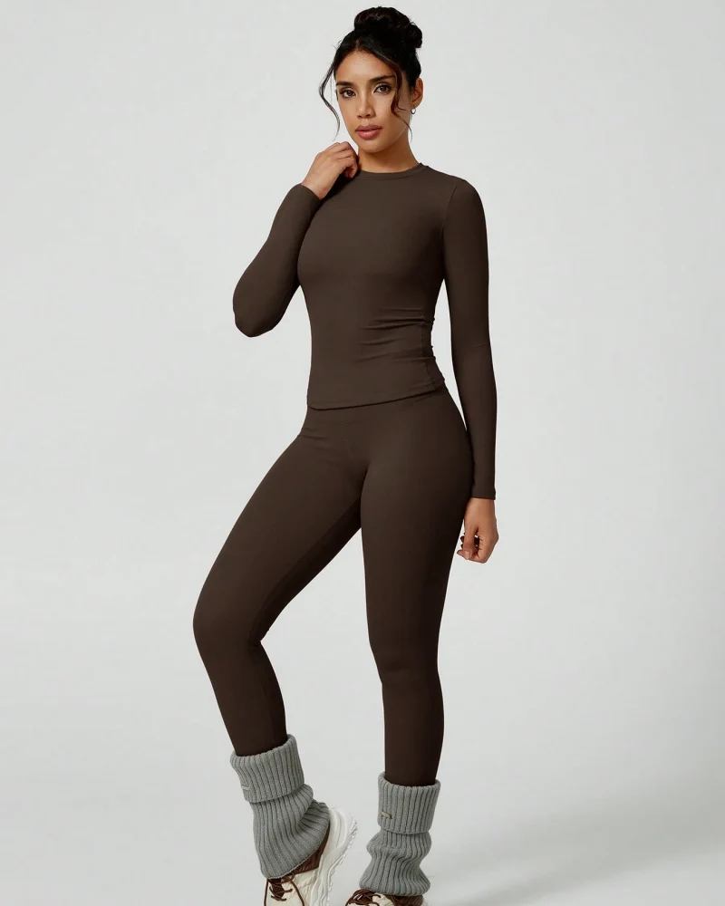 Women's Patchwork Two Piece Yoga Set High Stretch Activewear - Image 3