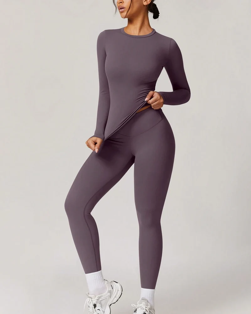 Women's Patchwork Two Piece Yoga Set High Stretch Activewear - Image 9
