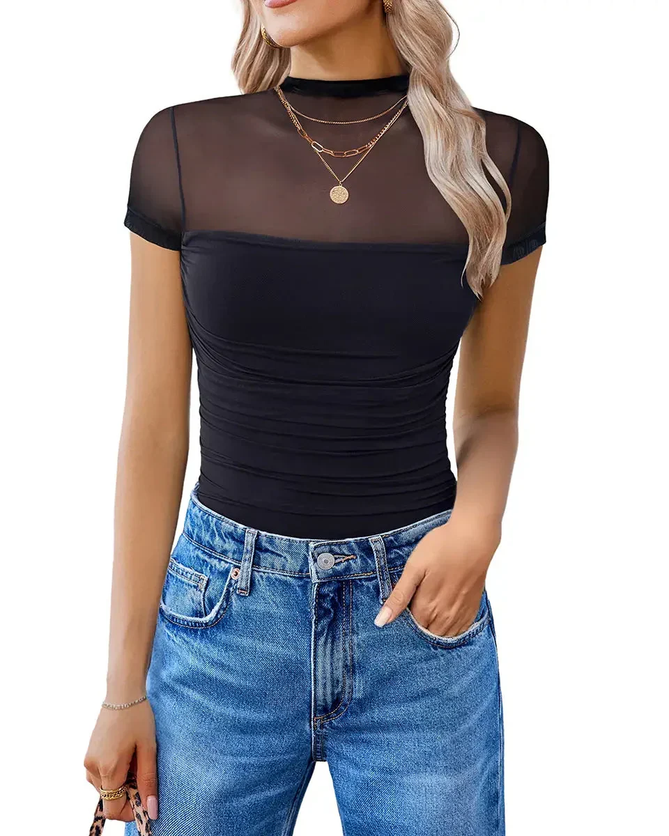 Women's Mesh Short Sleeve Bodysuit - Image 5