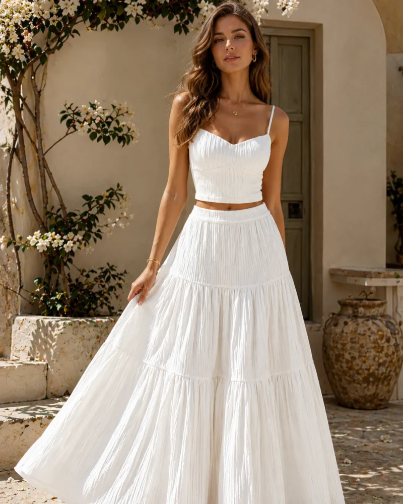 Women's Textured Two-Piece Maxi Skirt Set - Image 10