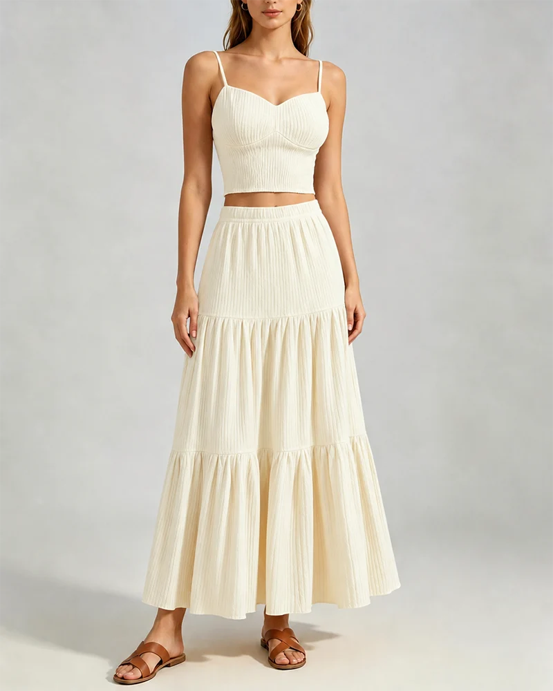 Women's Textured Two-Piece Maxi Skirt Set - Image 12