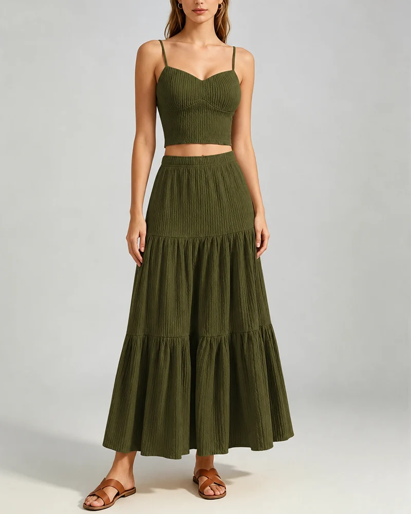 Women's Textured Two-Piece Maxi Skirt Set - Image 14