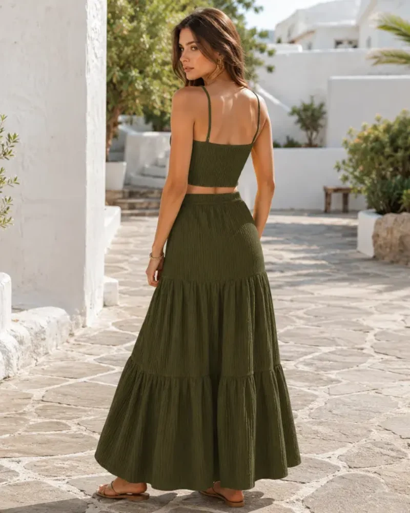 Women's Textured Two-Piece Maxi Skirt Set - Image 2