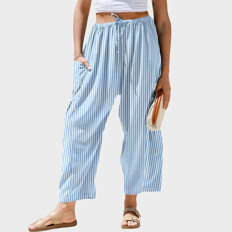Womens Wide Leg Gingham Striped Plaid Pants - Image 15