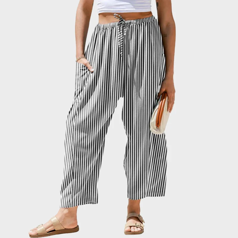 Womens Wide Leg Gingham Striped Plaid Pants - Image 16