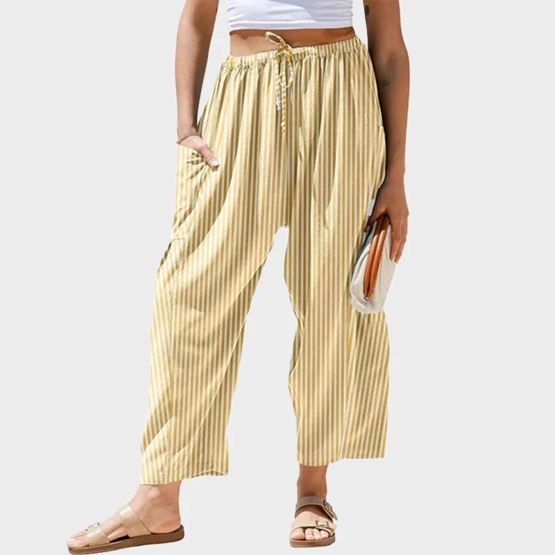 Womens Wide Leg Gingham Striped Plaid Pants - Image 17