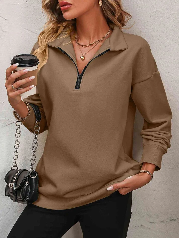 Womens Zip-Up Dropped Shoulder Sweatshirt - Image 13