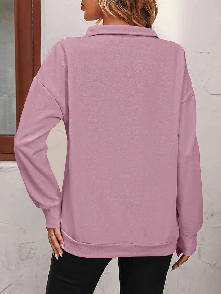 Womens Zip-Up Dropped Shoulder Sweatshirt - Image 2