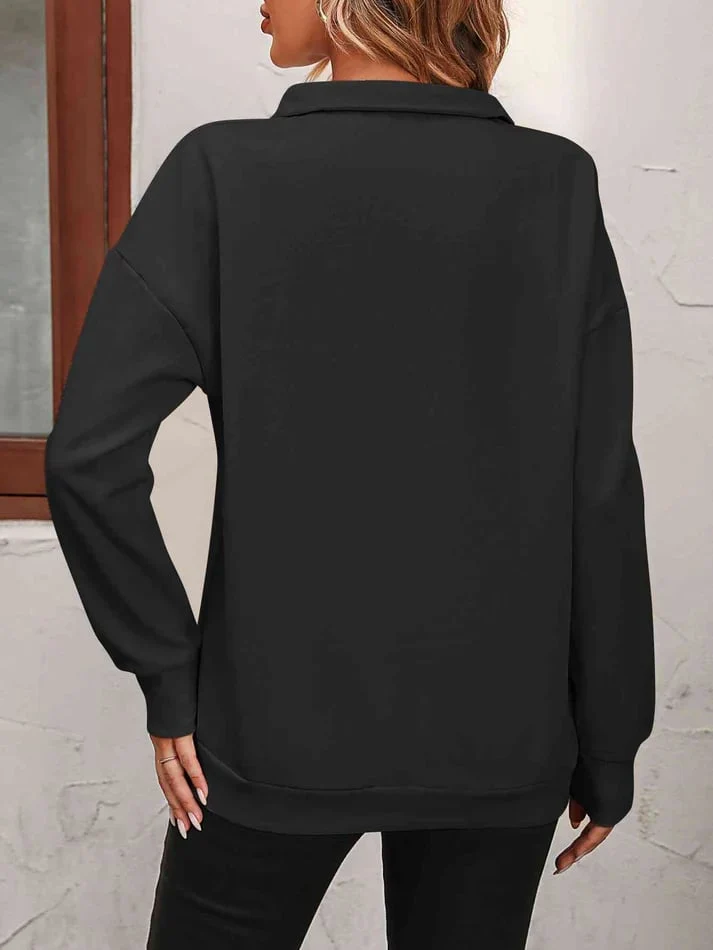 Womens Zip-Up Dropped Shoulder Sweatshirt - Image 6